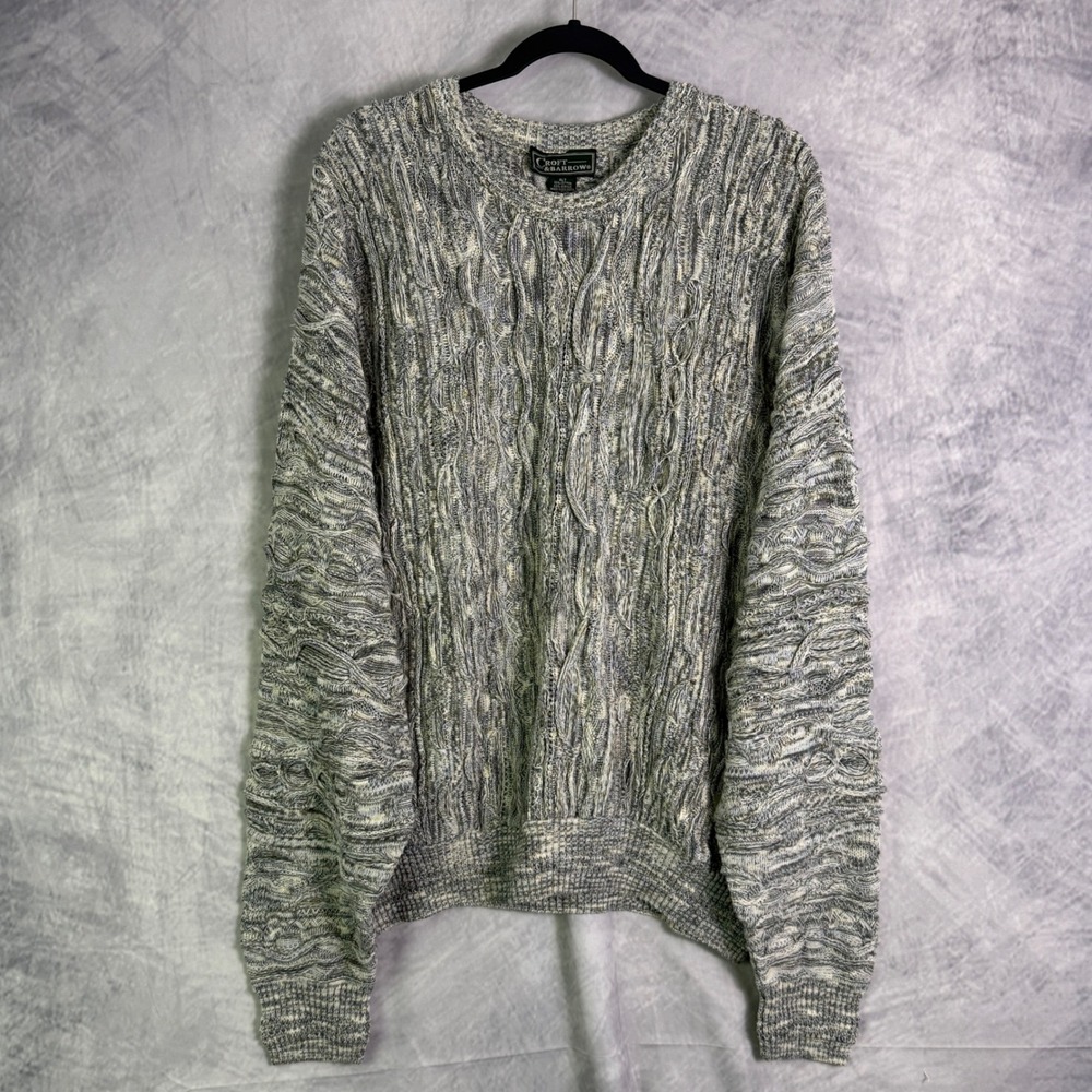 vintage 90s Croft & Barrow Mens Sweater sz XLT tall Textured Cable Knit 3D Cosby